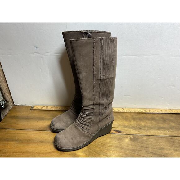 Keen Tall Boots Womens 7 Brown Zurich Wedge Leather Round Toe 1009374 - Picture 1 of 9